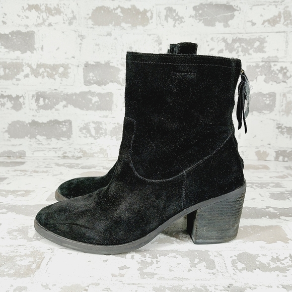 Sam Edelman Black Suede Block Heel Booties - Picture 1 of 10
